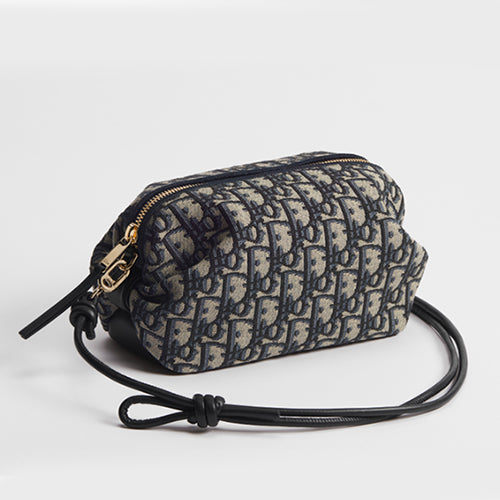 디올 보우 파우치 디올 오블리크 자카드 블루