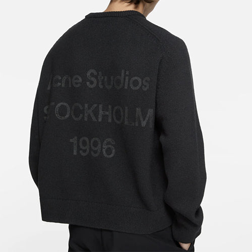 아크네 스튜디오 울 로고 점퍼 스웨트셔츠 블랙