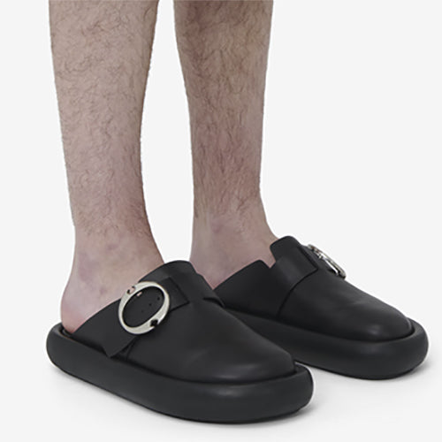 알렉산더 맥퀸 아크 버클 클로그 슬리퍼 블랙