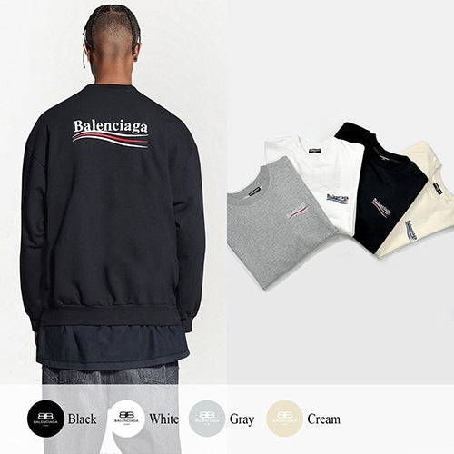 (국내배송, 당일출고) 발렌시아가 폴리티컬 캠페인 로고 자수 맨투맨 ~4Color~