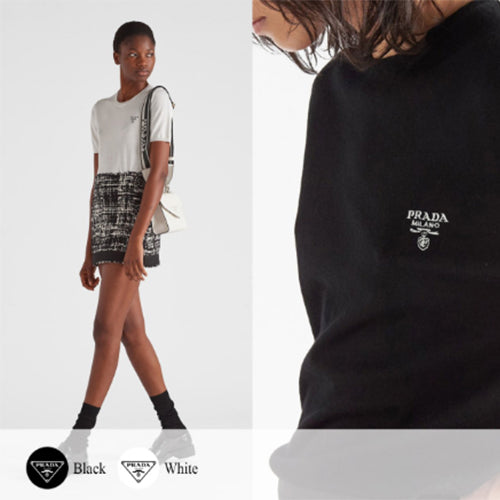 (국내배송, 당일출고) 프라다 밀라노 엠브로이더리 니트반팔 ~2Color~