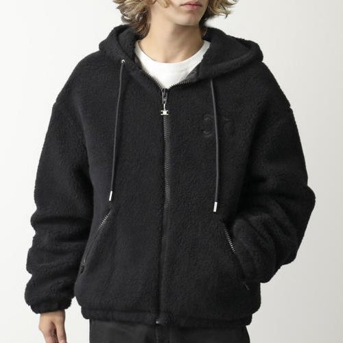 셀린느 울 플리스 후드 재킷 블랙