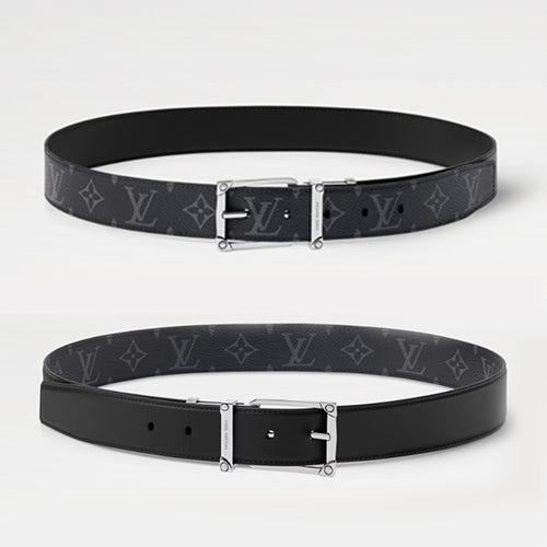 루이비통 코너 핀 (Corner Pin) 35mm 리버서블 벨트 블랙