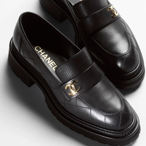 샤넬 로퍼 카프스킨 블랙