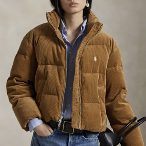폴로 랄프로렌 퀼트 코듀로이 다운 재킷 카멜