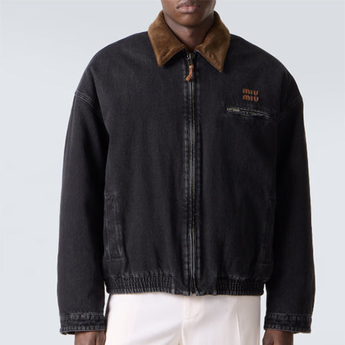 미우 미우 데님 코듀로이 블루종 자켓