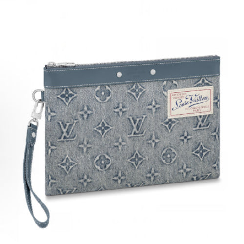 루이비통 포쉐트투고 빈티지 클러치 데님 블루