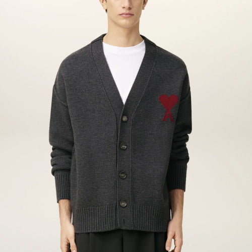 아미 펠트 메리노 울 가디건 그레이