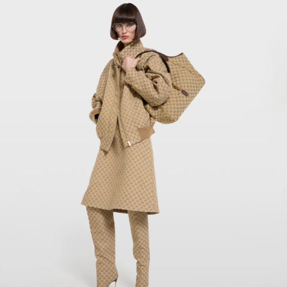 구찌 메르카토 미디엄 토트백 브라운