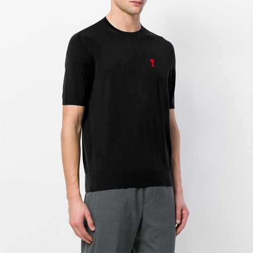 (국내배송, 당일출고) AMI 드 꾀흐 체인 자수 니트반팔 ~5Color~