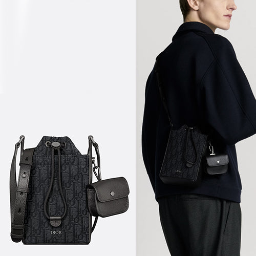 디올 미니 버킷백 블랙 자카드