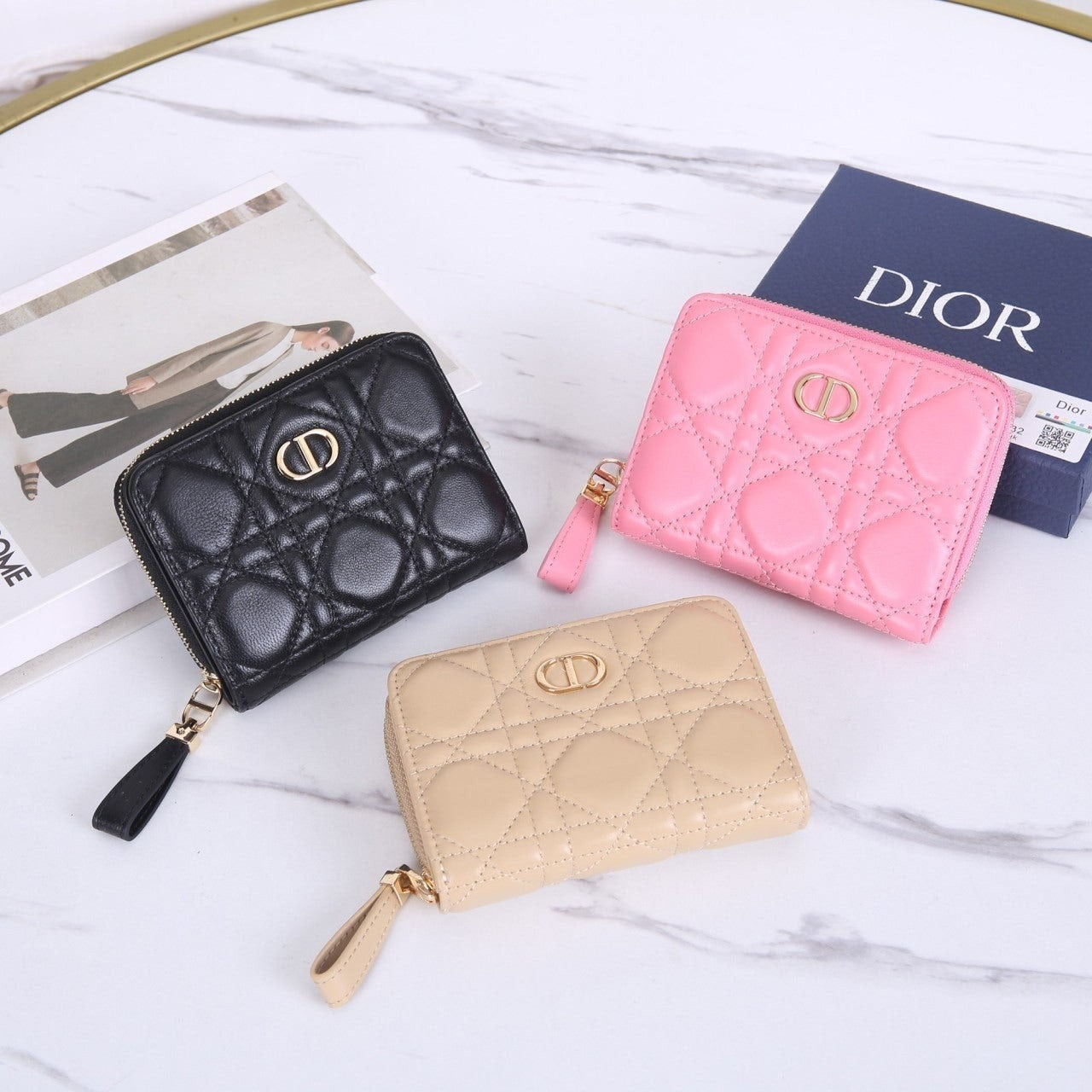 (국내배송) 디올 카로 지퍼 반지갑 ~3Color~