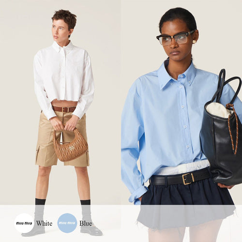 (국내배송, 당일출고) 미우미우 크롭 포플린 셔츠 ~2Color~