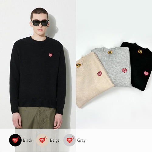 (국내배송, 당일출고) 휴먼메이드 하트 배지 니트 ~3Color~