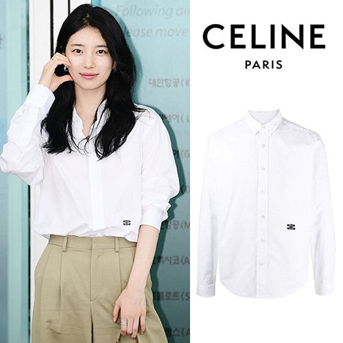 (국내배송, 당일출고) 셀린느 트리오페 로고 자수 코튼 셔츠 (수지 착용)
