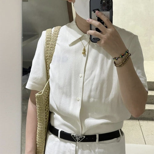 프라다 사피아노 트라이앵글 로고 벨트 금장 블랙(이동휘 착용)