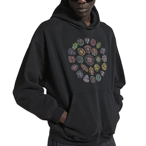 발렌시아가 스파이럴 크레스트 후드 티셔츠 페이디드 블랙