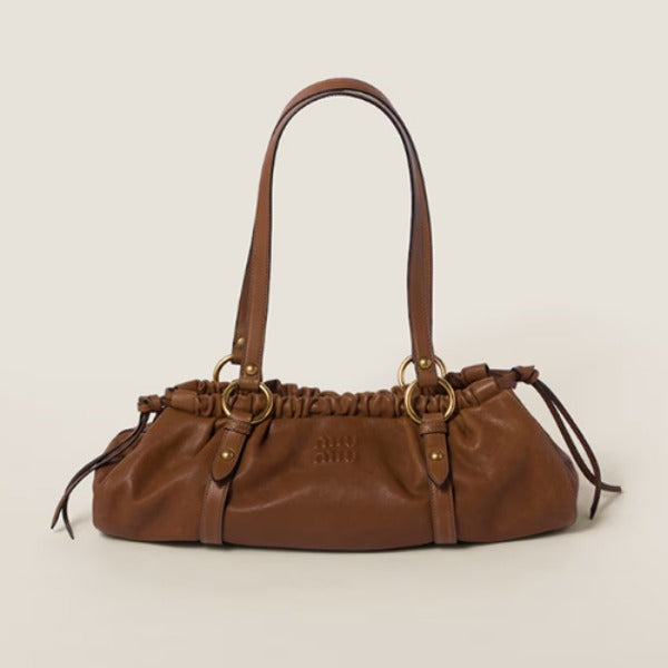 미우미우 쥬아 나파 레더 숄더백 브라운