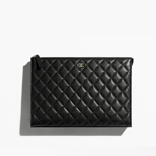 샤넬 클래식 지퍼 파우치 골드 메탈 블랙