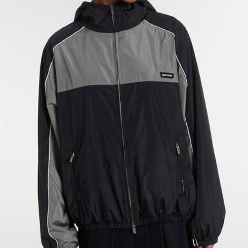 미우 미우 테크니컬 실크 지퍼 블루종 자켓