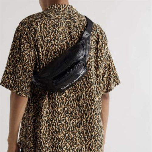 생로랑 넉스 크로스바디백 나일론 블랙 플래티넘