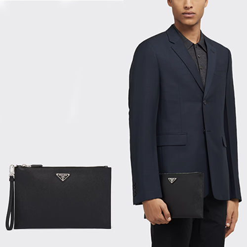 프라다 사피아노 레더 파우치 블랙 2NH005