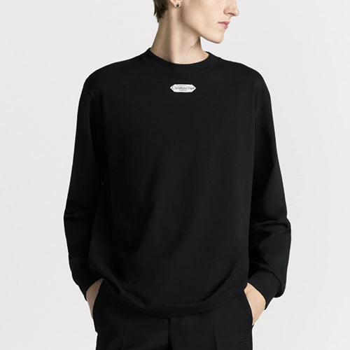 디올 라벨 롱 슬리브 티셔츠 블랙