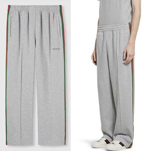 구찌 코튼 피케 더블 스포츠웨어 팬츠 그레이