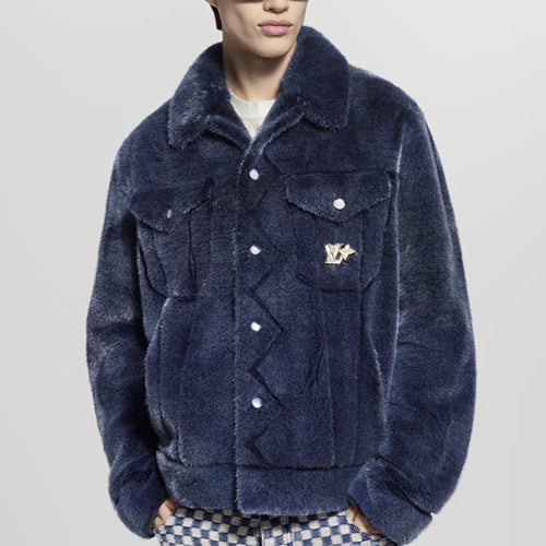 루이비통 밍크 데님 트러커 자켓 네이비