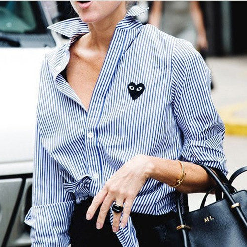 (국내배송, 당일출고) 꼼데가르송 커플 스트라이프 셔츠 (업그레이드버전)