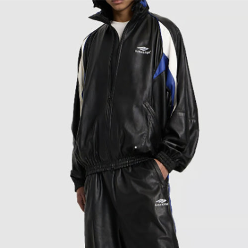발렌시아가 3B 스포츠 아이콘 레더 자켓 블랙