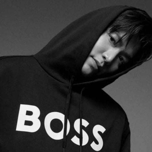 (국내배송) HUGO BOSS 콘트라스트 로고 오가닉 코튼 후드 스웨트셔츠-이민호 착용, 당일출고-