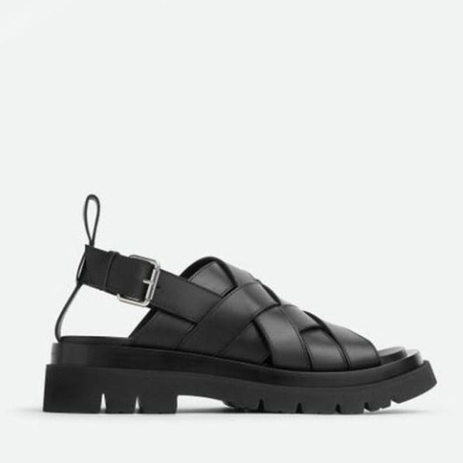 보테가베네타 러그 스트랩 슬리퍼 블랙