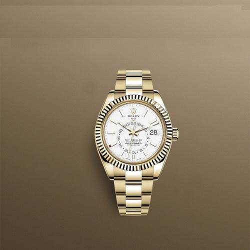 로렉스 SKY-DWELLER 오이스터 옐로우 골드 화이트 다이얼 42MM