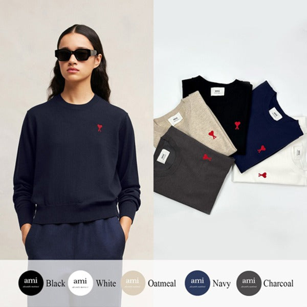 (국내배송, 당일출고) 아미 자수 여성용 크루넥 니트 ~5color~