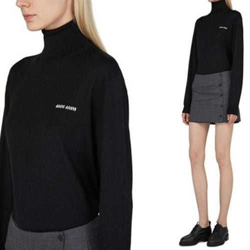 (국내배송, 당일출고) 미우미우 클래식 로고 니트 터틀넥